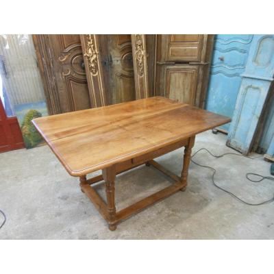 Alsatian Table In Walnut XIXth With Drawer