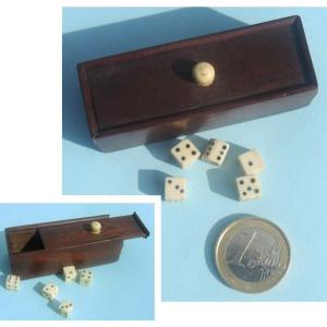 Old 19th Century Box Miniature Dice Game Box For Children's Wooden Dolls