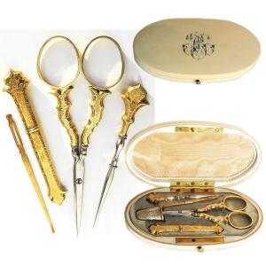 Sewing Necessary Box In Vermeil Nineteenth Napoleon III Period