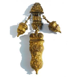 Chatelaine En Pomponne 18th Century Necessary With Three Cases Couture Travel Necessary