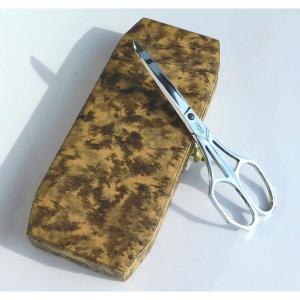 Antique Steel Sewing Linen Scissors Box Late 19th Early 20th Century Art Deco