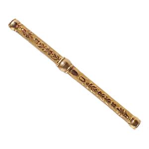 Antique Early 19th-century Solid 18-karat Gold Mechanical Pencil/chalk Holder, Writing Essential