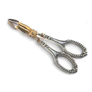 Antique Sugar Tongs Late 19th Century Branches Solid Silver Pearl Decorations