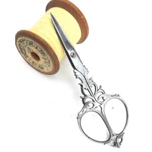 Antique 19th-century Steel Embroidery Scissors, Sewing Essential