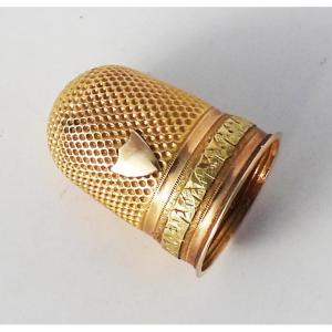 Solid Gold Thimble 2 Colors 18 Carats Early 19th Century Necessary Sewing
