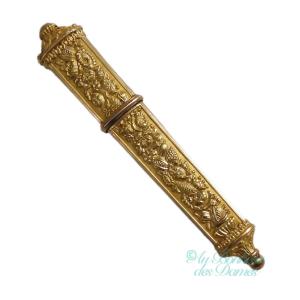 Needle Case In Solid 18-carat Gold, Early 19th Century, Necessary For Antique Sewing