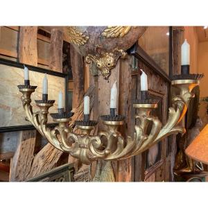 Wall Lamp In Golden Wood With 7 Branches