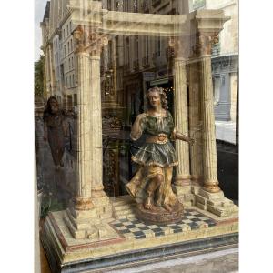 Architecture Of A Temple In Carved And Painted Wood (italy 19th Century)