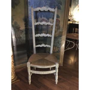 19th Century Provençal Nurse's Chair Painted (straw With New Cushion)