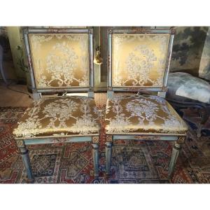 Pair Of 18th Century Italian Chairs Covered In Silk