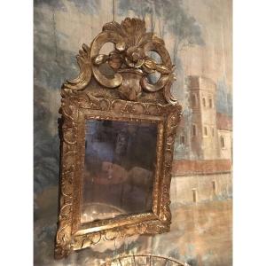 Regency Period Mirror With A Carved And Gilded Wooden Pediment