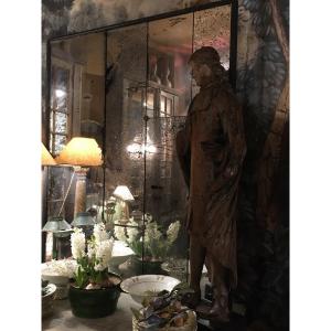 Large Mirror (assemblage Of Fragments Of Antique Mirrors Set In Corner Brackets) 20th Century