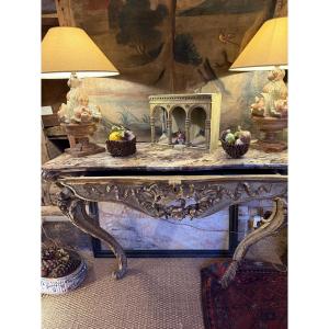 Italian Giltwood Wall Console From The Regency Period With A Drawer In The Frieze