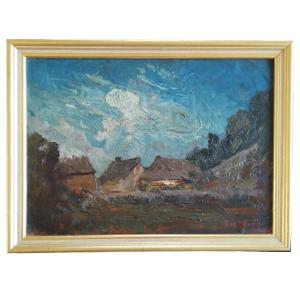 François-auguste Ravier (1814-1895), Houses At Dusk