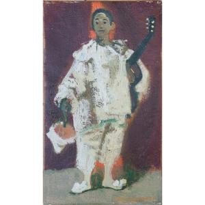 Fontanarosa Lucien (1912-1975), Clown Guitarist (oil On Canvas)