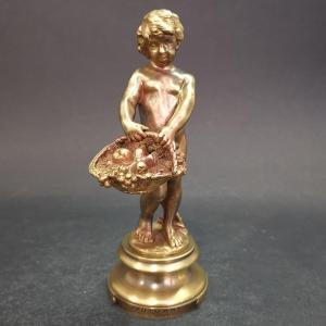After Auguste Moreau, Autumn, Statuette In Gilt Bronze