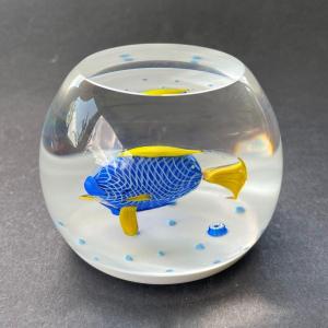 Saint Louis, Sulfide Fish Paperweight, Stamped, Width: 7.5 Cm