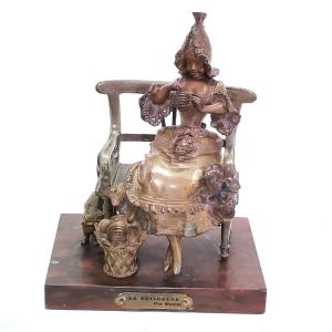 Georges Maxim (1885-1940), "the Spinner", Bronze Sculpture