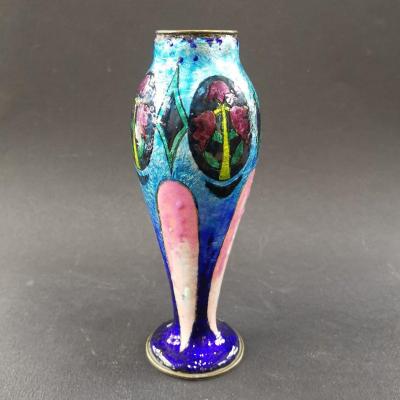 Léon Brunard, Vase In Copper Covered With Polychrome Enamels