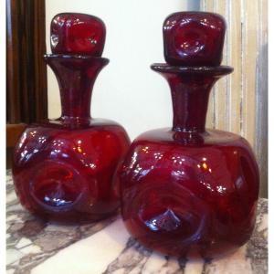 Pair Of Napoleon III Blown Glass Bottles