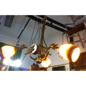 Art Nouveau Gargoyle Chandelier