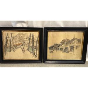 Deauville Drawings Signed C Laloin