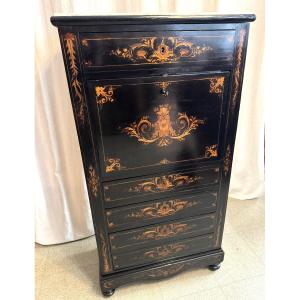 Napoleon III Period Marquetry And Lacquer Secretary