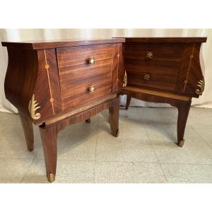 Pair Of Bedside Tables Attributed To Leleu, Art Deco Period
