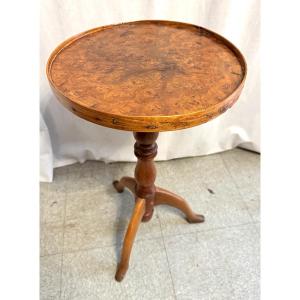 Walnut Burl Pedestal Table