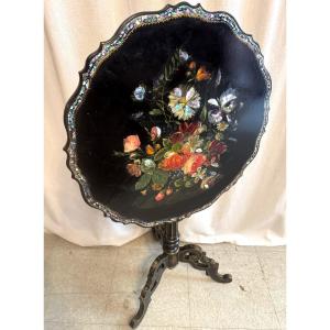 A Scalloped, Lacquered, Mother-of-pearl Side Table From The Napoleon III Period