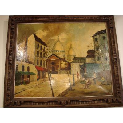 View Of Paris Oil On Canvas Art Deco