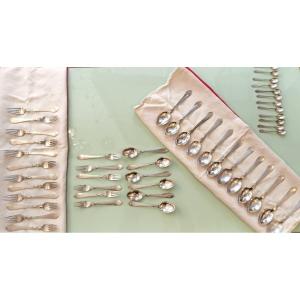 Cutlery, Silver Cutlery Set Georg Jensen Scandinavian 48 Pieces