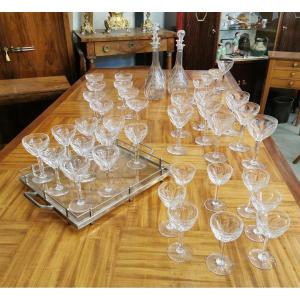 Val Saint Rambert Art Deco Crystal Service 42 Pieces