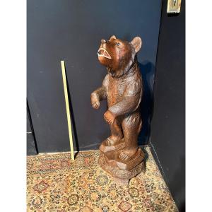 Large Black Forest Carved Wooden Bear (120cm)