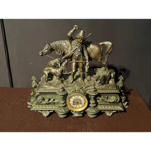 Important Spelter Pendulum With Hunting Decor