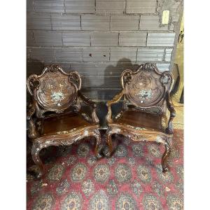 Pair Of Indochina Armchairs Late Nineteenth
