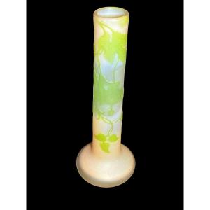 Gallé Vase With Floral Decor On A Pink Background