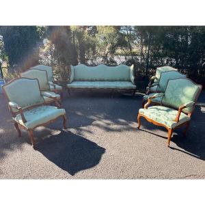 Important Regency Period Salon. Six Armchairs And Sofa