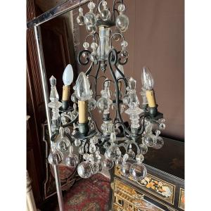 Cage Chandelier With Round Tassels Water Drops 