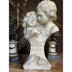 Marble Bust Couple Of Children 