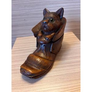 Carved Wood Inkwell Folk Art 