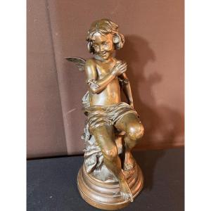 Cherub With Butterfly. Bronze By Léon Fagel