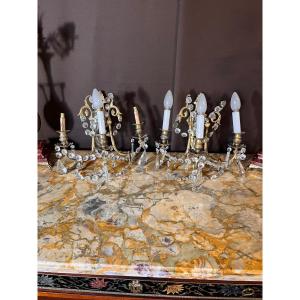 Pair Of Gilt Bronze Sconces With Tassels