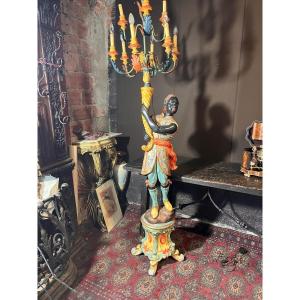 Nubian Polychrome Wooden Torch Holder