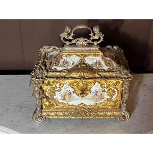 Bronze Box And Porcelain Plaques