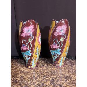 Pair Of Lonschamp Ceramic Vases
