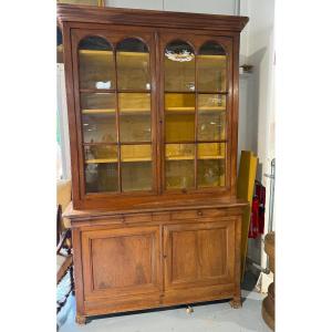 Louis Philippe Four-door Bookcase In Blond Walnut