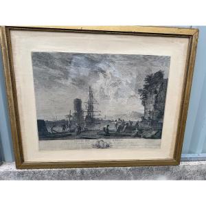 Italian Seaport, 19th Century Engraving