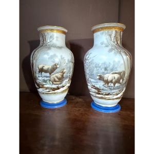 Pair Of Opaline Vases