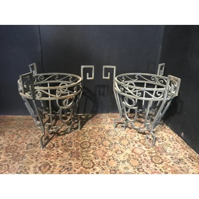 Pair Of 20s Wrought Iron Planter